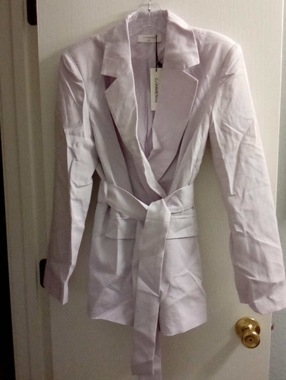 Commense Pale Lavender Tie-Waist Blazer